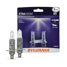 two bulbs are shown in front of a package for the h4 headlight bulb