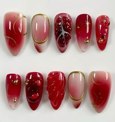 #nails #nailart #fall #fallnails #fallnailart Pomegranate Nails Design, Persephone Nail Art, Persephone Nails, Pomegranate Nails, Pomegranate Aesthetic, Nails Strawberry, Nail Art Cute, Nail Aesthetic, Red Gel Nails