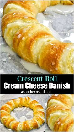 croissant roll with cream cheese danish in the middle and another photo on the side