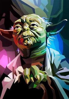 an abstract painting of yoda star wars character