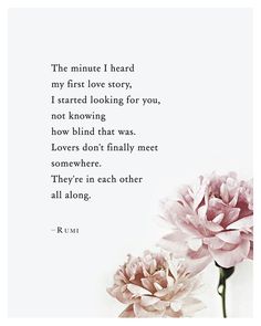 two pink flowers sitting next to each other on top of a white sheet with a poem written