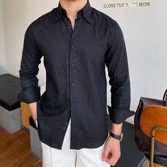 Men's Italian Linen Pointed Collar Shirt
Features：

 	Product ID:LS0284
 	Material:Linen
 	Season:Spring,Summer,Autumn,Winter
 	Color:Black,White,Rouge Pink

Size Chat： Casual Dress Shirt With Solid Color And Casual Collar, Casual Slim Fit Collared Dress Shirt, Black Casual Collar Shirt, Casual Long Sleeve Dress Shirt, Slim Fit Casual Dress Shirt For Summer, Casual Slim Fit Dress Shirt For Summer, Casual Solid Dress Shirt For Spring, Black Casual Shirt With Spread Collar, Casual Black Shirt With Spread Collar