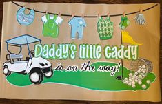 Golf Baby Shower Ideas, Butcher Paper Banner, Birthday Banner For Men, Brown Paper Banner, Diy Posters, Painted Banners, Work Baby Showers, Golf Baby Showers, Golf Baby