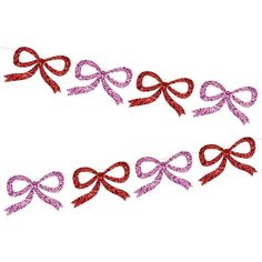 Red & Pink Glitter Bow Garland by Meri Meri Pink Glitter Fabric, Bow Garland, Halloween School, Glitter Bow, Glitter Fabric, Metallic Thread, Gsm Paper, Party Table, Pink Glitter