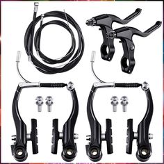 Complete Bike Brake Set, Black Front and Rear Bike MTB Brake Inner and Outer Cables and Lever Kit Includes Callipers Levers C Bicycle Mountain Bike, Cycling Kit, Old Bikes, Mountain Bicycle, Outdoor Cycling, Bmx Bikes, Road Bicycle, Folding Bike