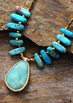 Boho Necklace Blue Amazonite Seed Beads Jasper and - Jewelry Amazonite Jewelry, Bracelet Craft, Boho Choker, Boho Glam, Hippie Necklace, Beach Boho, Clothes Outfit, Boho Accessories, Craft Corner