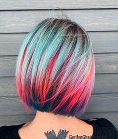 Salon Photography, Bob Hairstyle Ideas, Wild Hair Color, Bob Hair Color, Rainbow Hair Color, Multicolored Hair