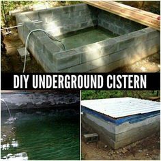 there are three different pictures with the words diy underground cistern on it and below