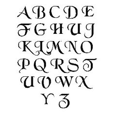 an old english alphabet with cursive writing in black ink on a white background