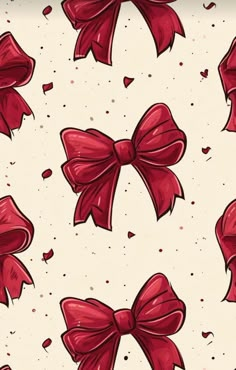 red bows and confetti on white background for wallpaper or wrapping paper design