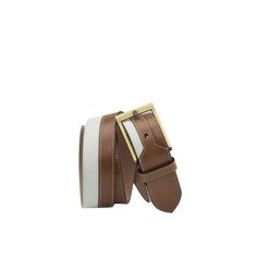 Dtown Marseille Belt - Q by QS Designer White Leather Belts, Formal Brown Calf Leather Belt, Designer White Belts For Formal Occasion, Designer White Belt For Formal Occasions, Designer Brown Leather Belt, Elegant White Leather Belt, Modern White Formal Belt, Modern White Belt For Formal Occasions, Classic Leather Belt With Leather Trim