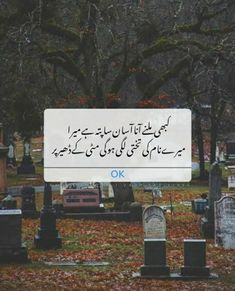 an old cemetery with tombstones and trees in the background, arabic writing on it