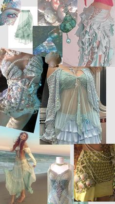 Chappell Roan Mermaid Theme Outfit, Ocean Inspired Fashion Haute Couture, Mermaid Core Dress Short, H20 Just Add Water Cleo Outfits, Sea Themed Outfits Aesthetic, Jellyfish Costume Aesthetic, Ocean Theme Outfit Women, Water Sign Outfits, Shipwreck Aesthetic Outfit