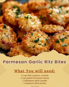 a plate full of parmesan garlic ritz bites