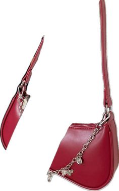 Trendy Red Baguette Bag For Evening, Trendy Red Bag With Chain, Red Trendy Shoulder Bag, Red Chain Shoulder Bag Rectangular, Red Clutch Shoulder Bag With Zipper Closure, Trendy Red Bags With Chain Strap, Trendy Red Shoulder Bag, Trendy Red Shoulder Bag With Chain Strap, Red Shoulder Bag With Chain Strap