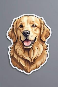 a golden retriever dog sticker on a gray background with the image of its face