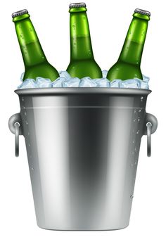 three bottles of beer in an ice bucket