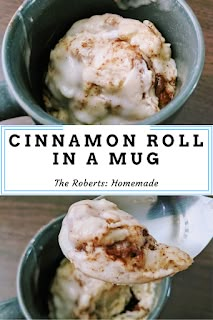 the cover of cinnamon roll in a mug