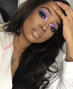 Lavender Eyes, Maquillage Yeux Cut Crease, Purple Eye Makeup, Beauty Make-up, Purple Eyeshadow, Dark Skin Makeup, Looks Black, Makeup For Black Women, Makeup Forever