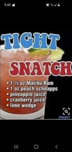 an image of a drink with the words night snatch on it