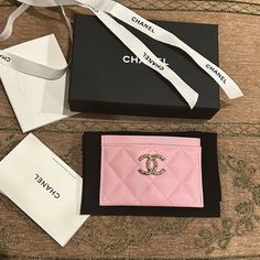 New W Tags,Dust Bag,Box,Receipt Chanel Card Holder, Chanel Pink, Pink Chanel, Chanel Accessories, Carrie Bradshaw, My Money, Passion For Fashion, Limited Time, Card Holder