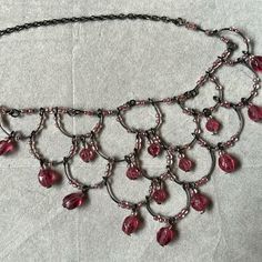 Pink Beaded Necklace. Never Worn. Open To Reasonable Offers. Whimsigoth Jewelry, Pink Beaded Necklace, Pomegranate Necklace, Beadwork Necklace, Beaded Jewelry Necklaces, Woven Necklace, Wire Necklace, Necklace Ideas, Beaded Jewellery