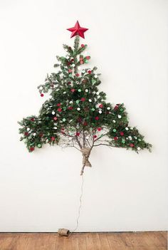 a small christmas tree with red and green decorations