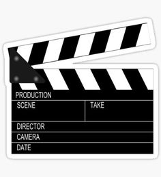 a black and white movie clapper sticker