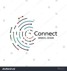 abstract logo design with connected lines and dots in the center, on a white background