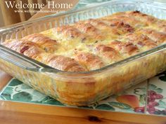 a casserole dish is sitting on a table