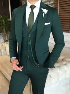 Green Taxido Suit For Men, Men Brown And Green Outfit, Prince Naveen Tuxedo, Emerald Suits For Men, Forest Green Wedding Suit Grooms, Emerald Green Suits For Men Wedding, Emerald Green Suits For Men Prom, Suite For Men Wedding, Hunter Green Groomsmen Attire