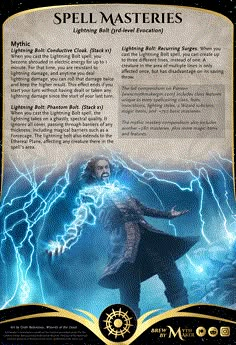 the card for spell masters, featuring an image of a man with lightning in his hands