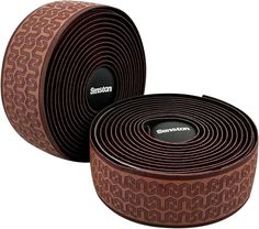 two rolls of brown bicycle handlebar tape with the words samson printed on each side