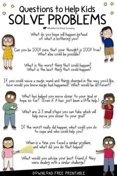 a poster with the words questions to help kids solve problems about problem and how they are doing