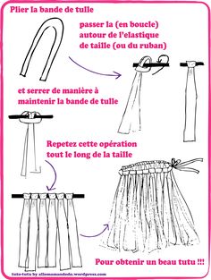 instructions for how to tie a shower curtain in french and english, with pictures on the side