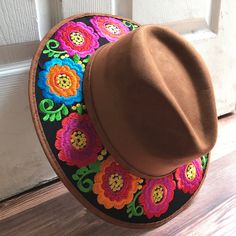 Stand out with this beautiful handcrafted Mexican Suede Hat with beautiful detailed floral embroidered canvas brim. Perfect accessory to add that with that daily outfit. MADE IN MEXICO By: Mexican Artisans For: Women Size: Medium 23' Color: brown | black | multi Details: Top Suede Embroidered canvas brim Inner elastic band Contact us for more details PLEASE READ BEFORE PURCHASE: The picture is an ACCURATE REPRESENTATION.Colors in the pictures may vary a little by effects of light. Each product i Suede Hat, Embroidered Canvas, Daily Outfits, Elastic Band, Cowboy Hats, Womens Sizes, Elastic, Size Medium, Band