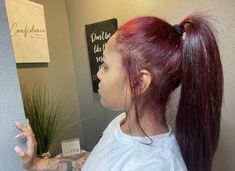 Burgundy Ponytail Black Women, Burgundy Hair Straight, Burgundy Natural Hair Black Women, Red Natural Hair Black Women, Burgundy Natural Hair, Kianna Naomi, Natural Baddie, Sleek Ponytail Hairstyles