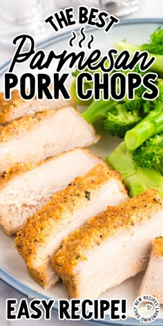 pork chops on a plate with broccoli