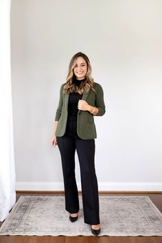 Networking Event Outfit, Green Blazer Outfit, Event Outfit Ideas, Professional Outfits Women