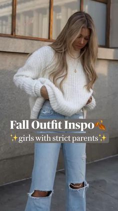 Winter Looks With Jeans, Aesthetic Outfits Ideas Fall, Fall Outfits College Comfy, Fall Work Outfits For Women 2022 Casual, Cute Outfits For Fall School, Cute Outfits Fall/winter, White Winter Sweater Outfit, Fall Outfits 2023 College, Colored Jeans Outfits Winter