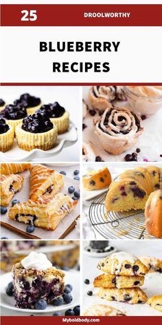 blueberry pies and other desserts are featured in the cover of this cookbook