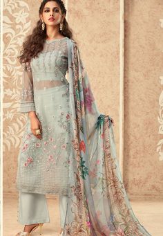 Buy Indian Wedding Lehenga light blue net embroidered straight trouser suit 36004 online in USA, UK and Canada from KollyBollyEthnics.com Net Suits Design Indian, Net Kurti, Suit Designs Indian Style, Indian Suits For Women, Indian Wedding Lehenga, Wedding Outfits For Women, Trendy Suits, Light Olive Green, Party Wear Gown