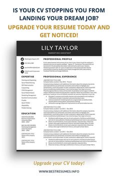 a professional resume template with the words,'it is your cvt stopping you from landing