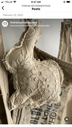 an old bag with lace on it