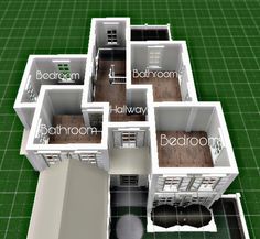 the floor plan for a house with four rooms