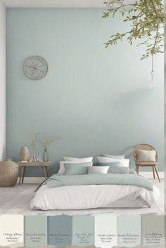 sherwin williams coordinating colors, misty serene, tranquil mists, interior design services Relaxing Bedroom Colors, Wall Color Schemes, Forest Foliage, House Upgrades, Renovation Kitchen, Warm Browns, Bedroom Color Combination, House Color Palettes