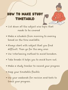 a poster with instructions for how to make study time