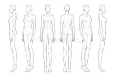 the front and back views of female mannequins with different body shapes royalty illustration