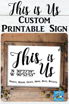 this is us custom printable sign with wood frame