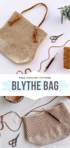 the free crochet bag pattern is shown